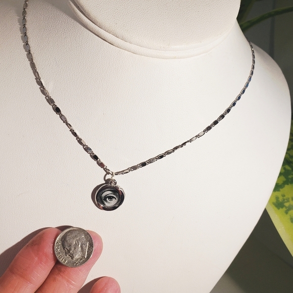 EVIL EYE PROTECTION ANTIQUE ART Choker Necklace Dainty 925 SILVER FORNASETTI - Picture 3 of 5